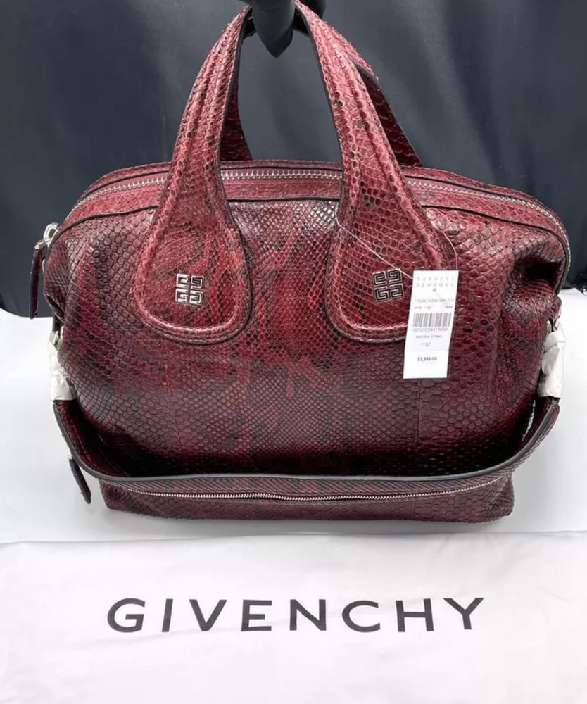 GIVENCHY BURGUNDY PYTHON NIGHTINGALE SATCHEL MEDIUM BAG RETAIL $5995 - Picture 4 of 11